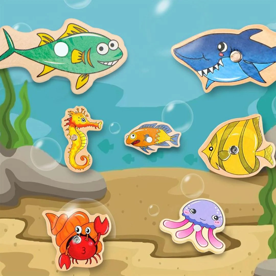 Montessori Wooden Fishing Game For Children