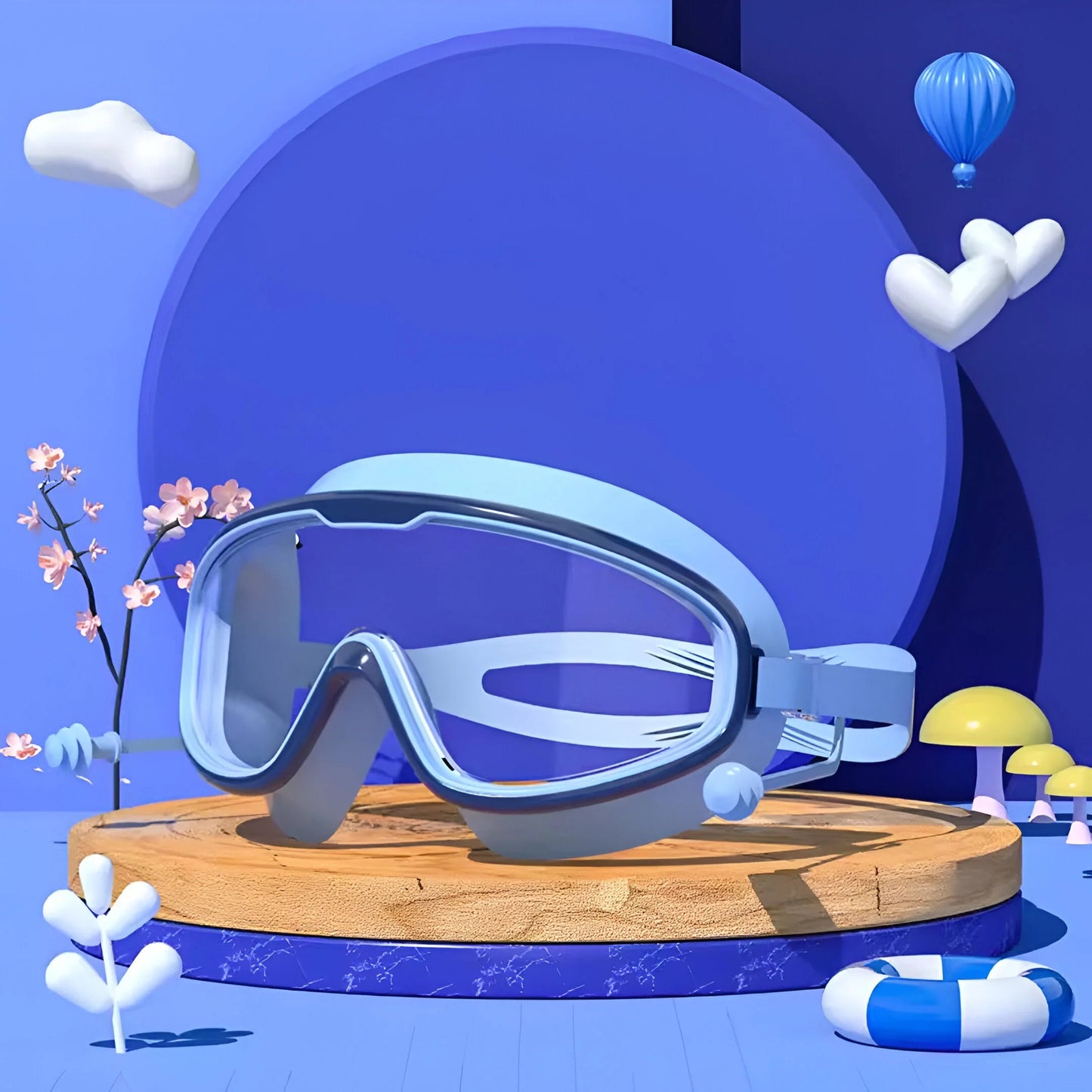 Children's diving goggles with 180° vision