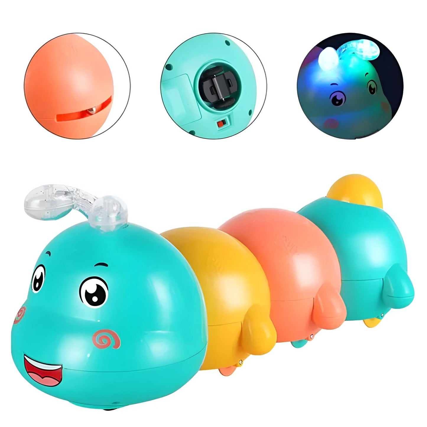 Glowing crawling caterpillar for little explorers
