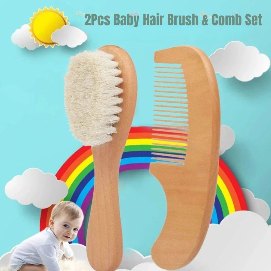 Baby Comb & Brush Set Made Of Wood