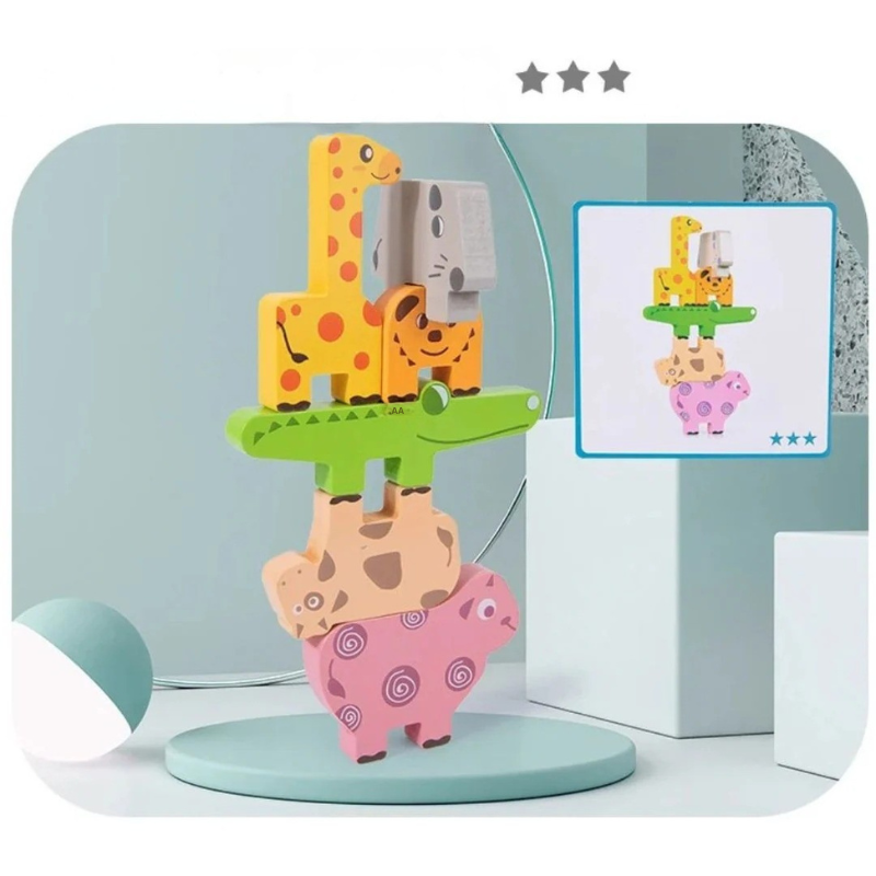 Stacking game with wobbly animals