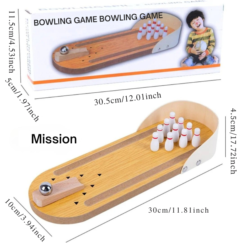 Mini wooden bowling set for children