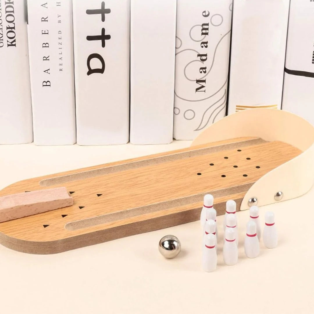 Mini wooden bowling set for children