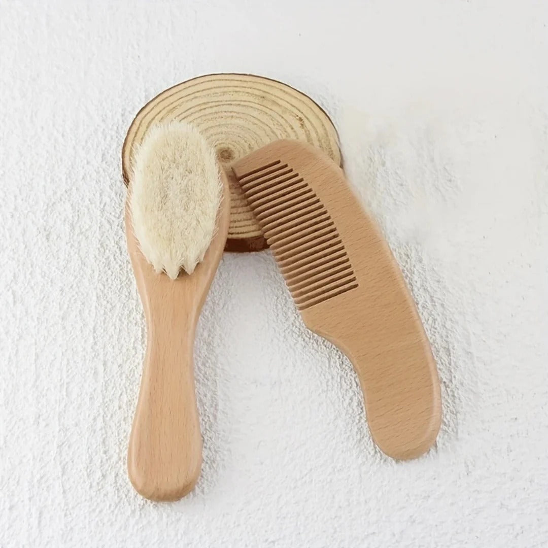Baby Comb & Brush Set Made Of Wood