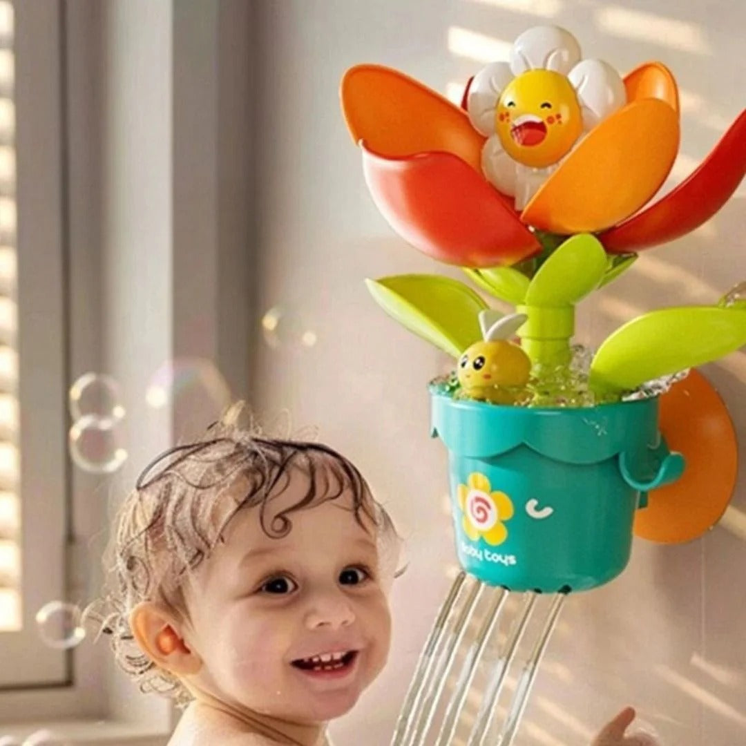 Flower bath toys with watering can