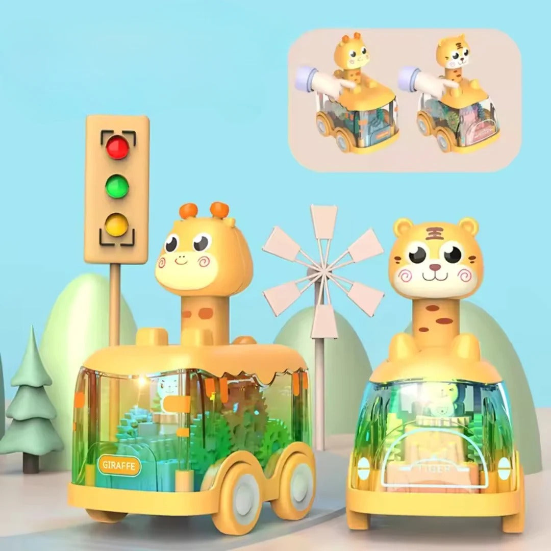 Transparent gear car for racing fun