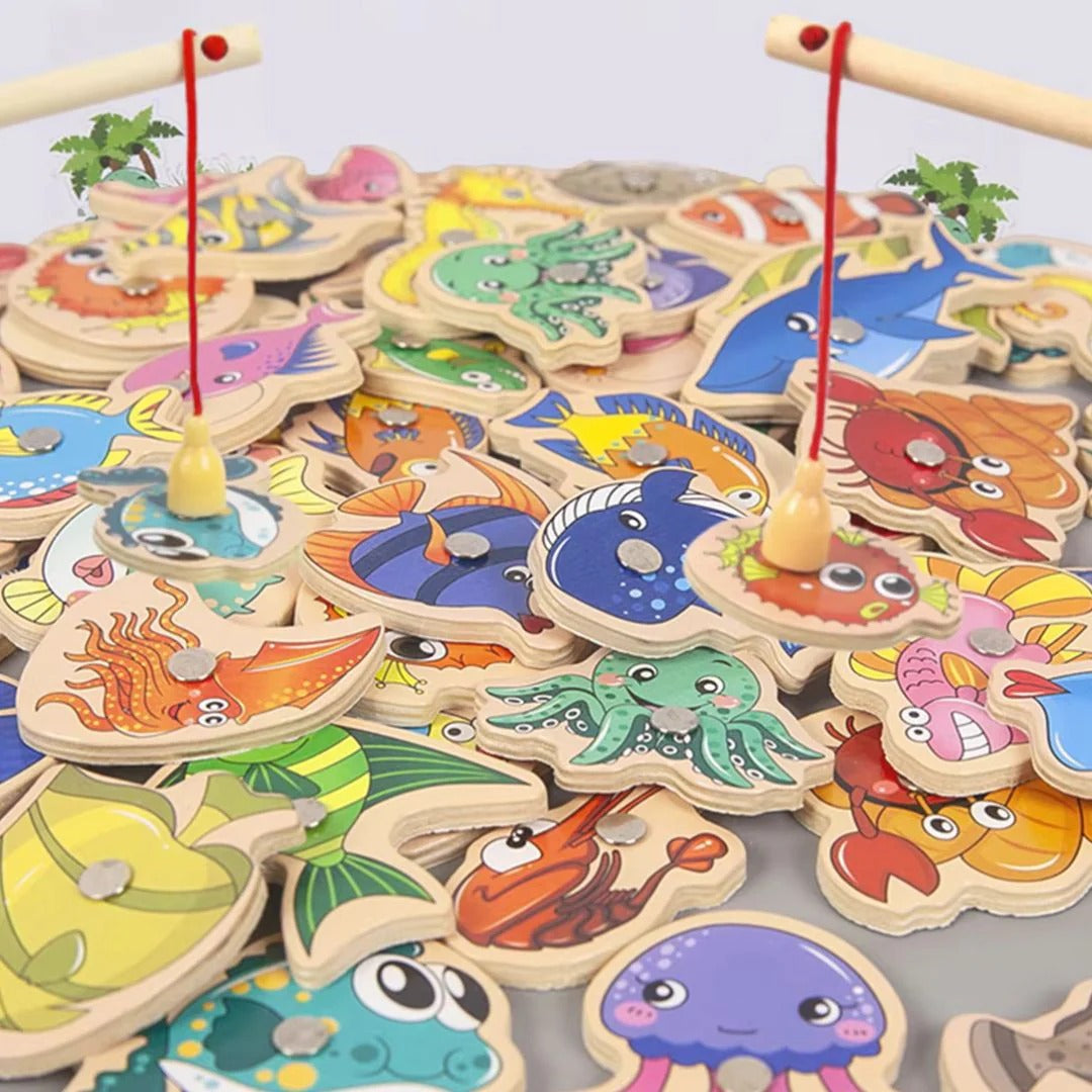 Montessori Wooden Fishing Game For Children