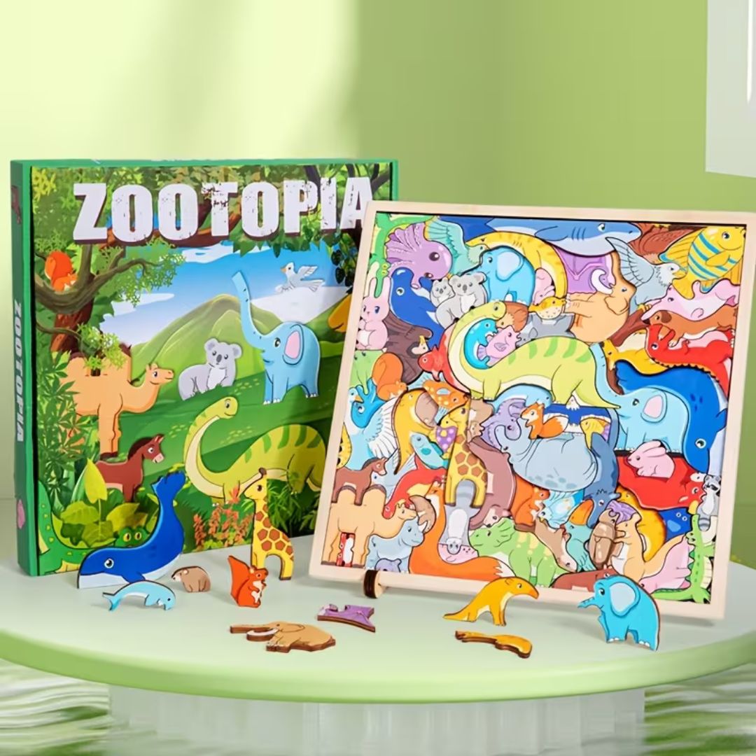 AnimalMatch Puzzle - Wooden Learning Game for Kids