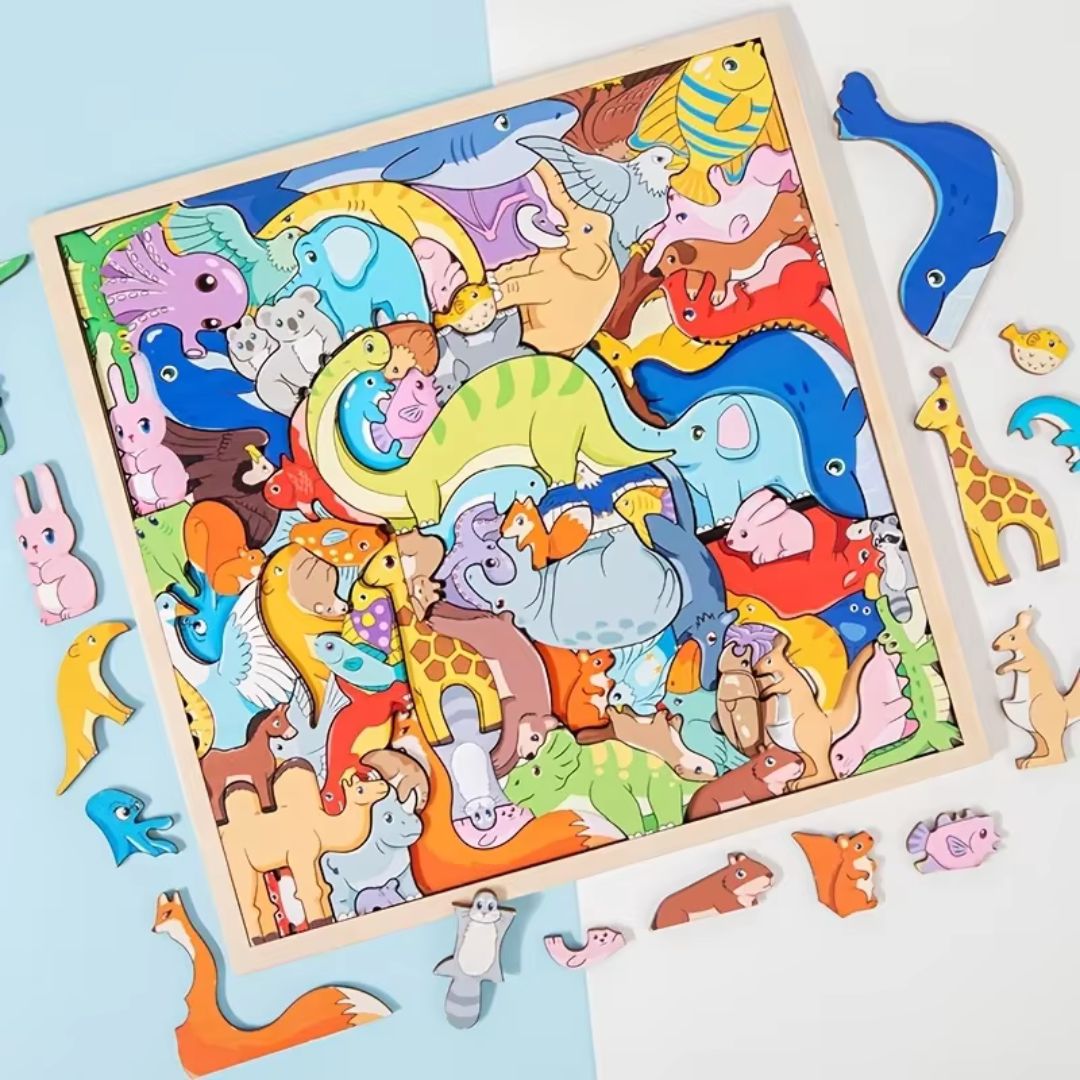 AnimalMatch Puzzle - Wooden Learning Game for Kids