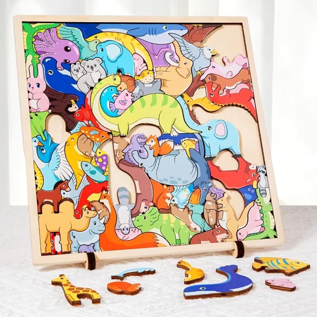 AnimalMatch Puzzle - Wooden Learning Game for Kids