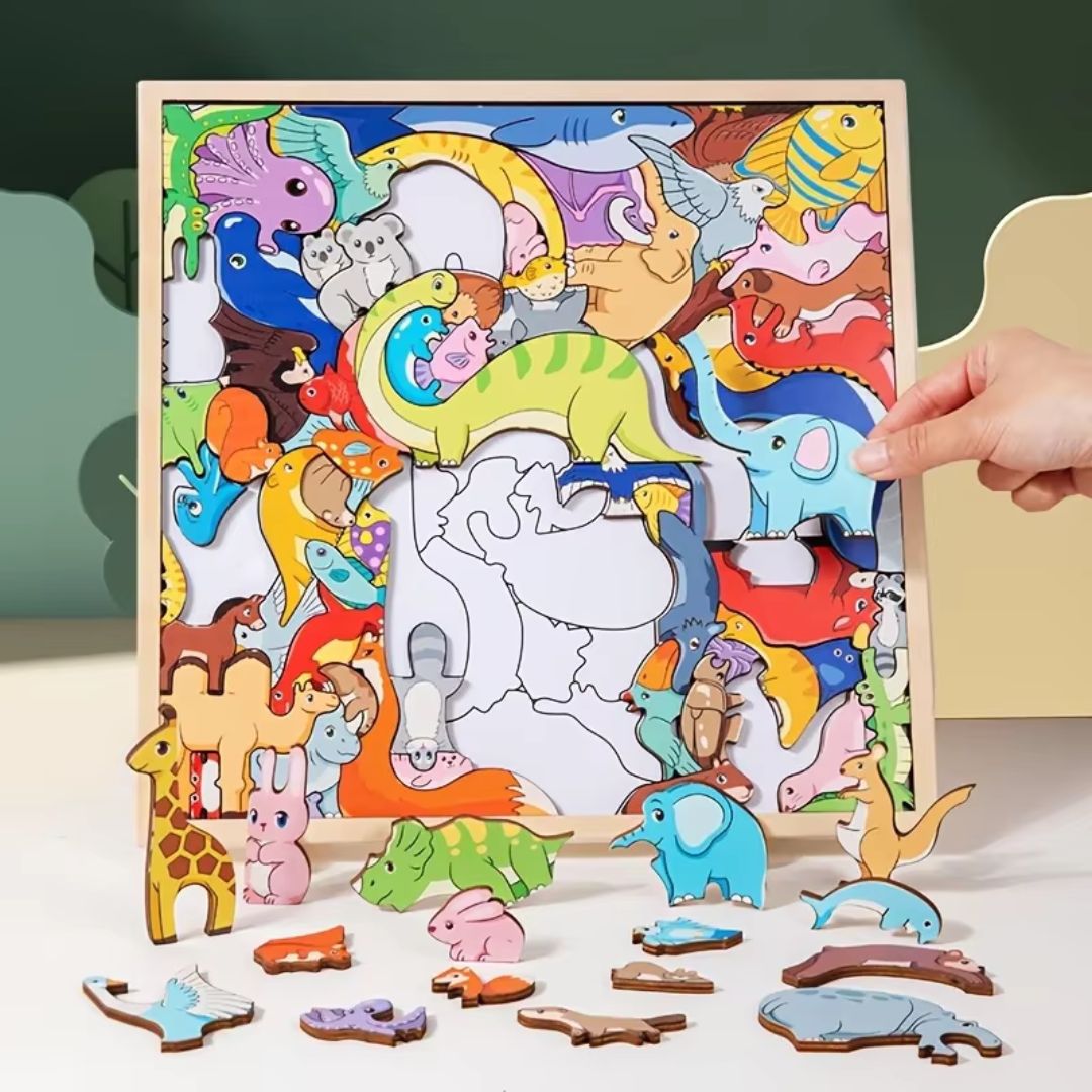 AnimalMatch Puzzle - Wooden Learning Game for Kids