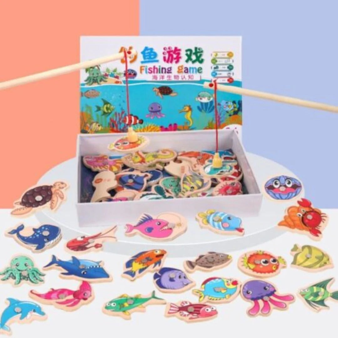 Montessori Wooden Fishing Game For Children