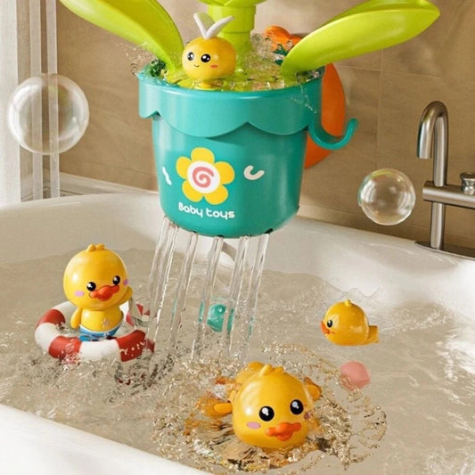 Flower bath toys with watering can