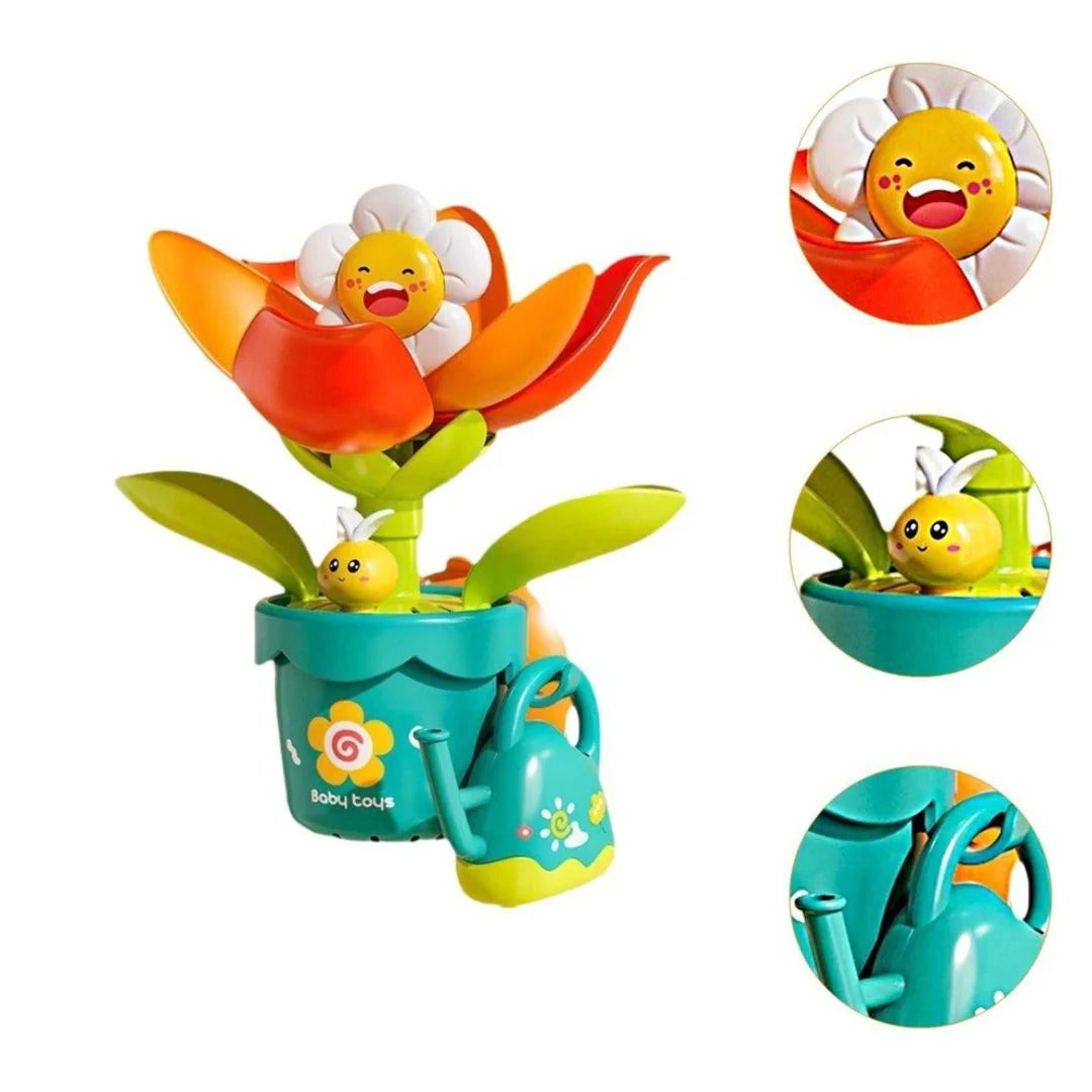 Flower bath toys with watering can
