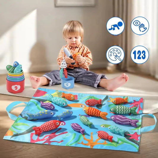 Montessori plush fishing game