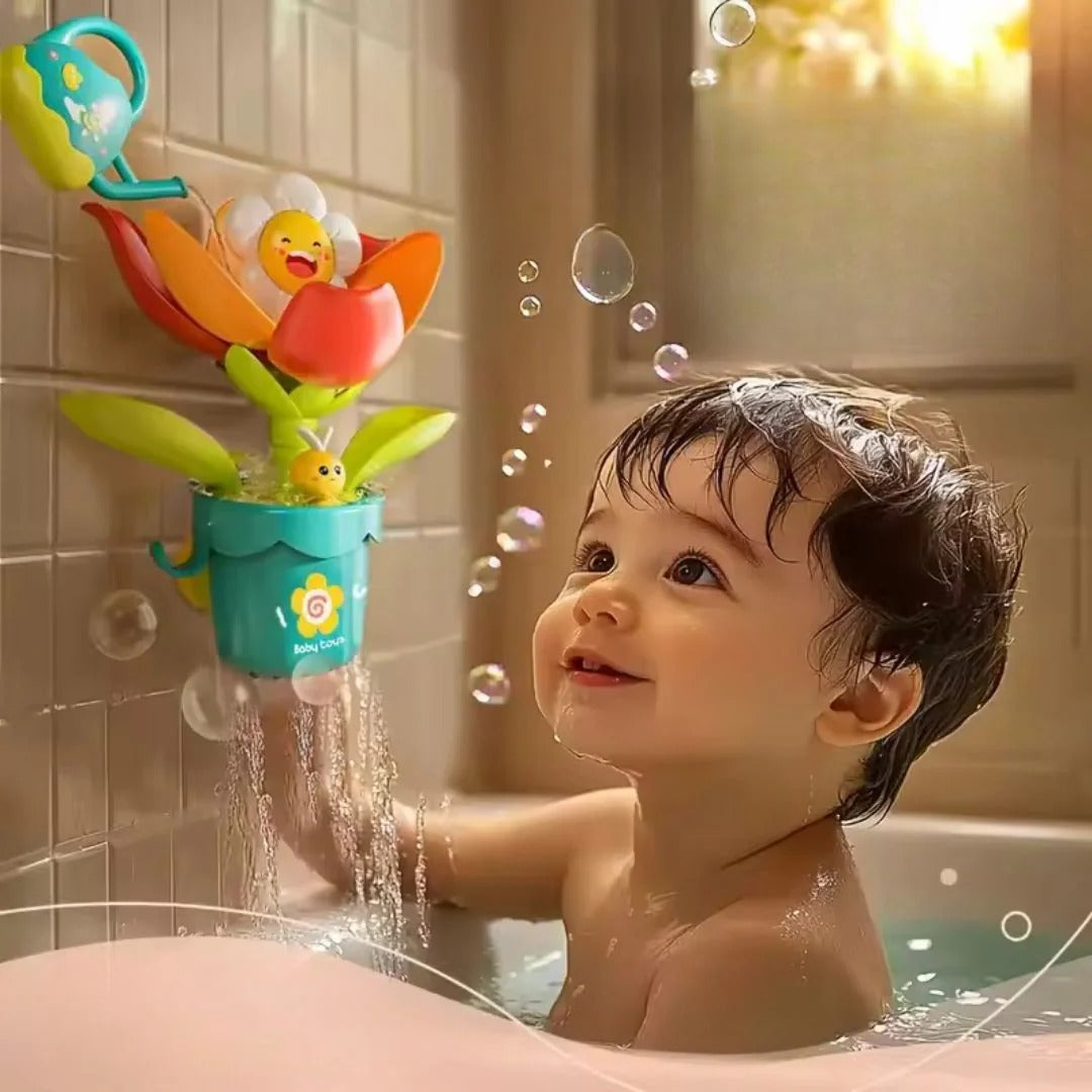 Flower bath toys with watering can